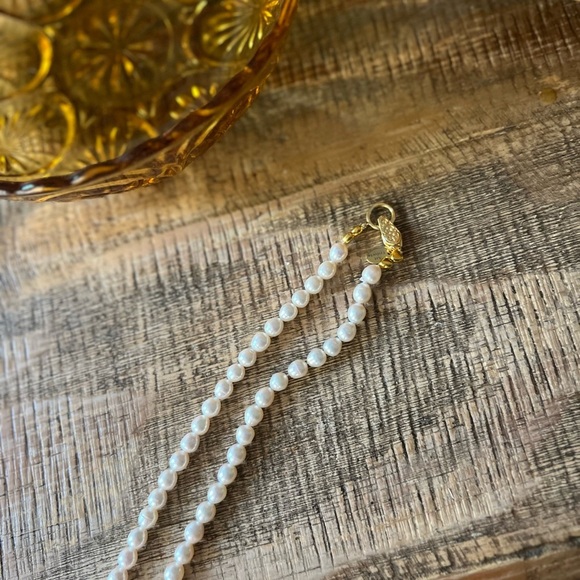 Pearl Necklace with Gold Heart Pendant - 18 Inch Length - Picture 3 of 4